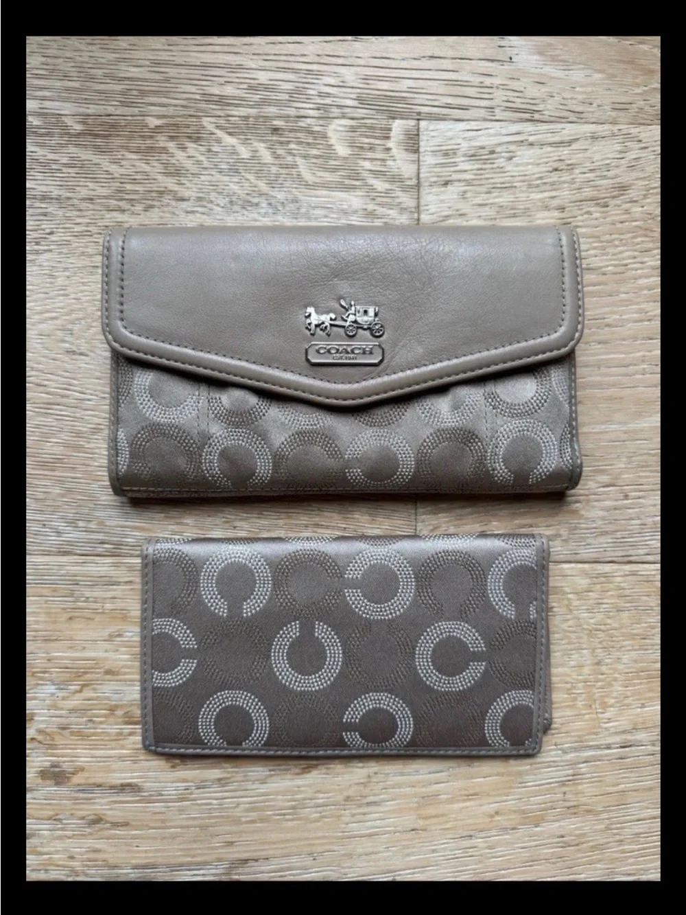 Coach Madison Dotted Op Art Accordion Wallet/check book  2 pieces Price Firm